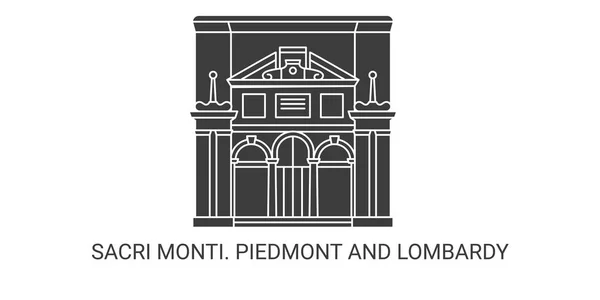 Włochy Sacri Monti Piemont Lombardia Podróży Punkt Orientacyjny Linii Wektor — Wektor stockowy