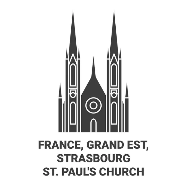 Francja Grand Est Strasburg Pauls Kościół Podróży Punkt Orientacyjny Linia — Wektor stockowy
