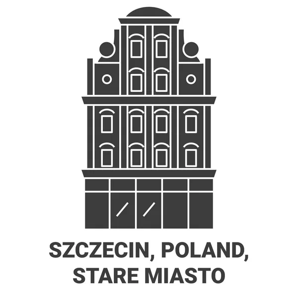 Polska Szczecin Stare Miasto Podróżować Punkt Orientacyjny Linia Wektor Ilustracja — Wektor stockowy
