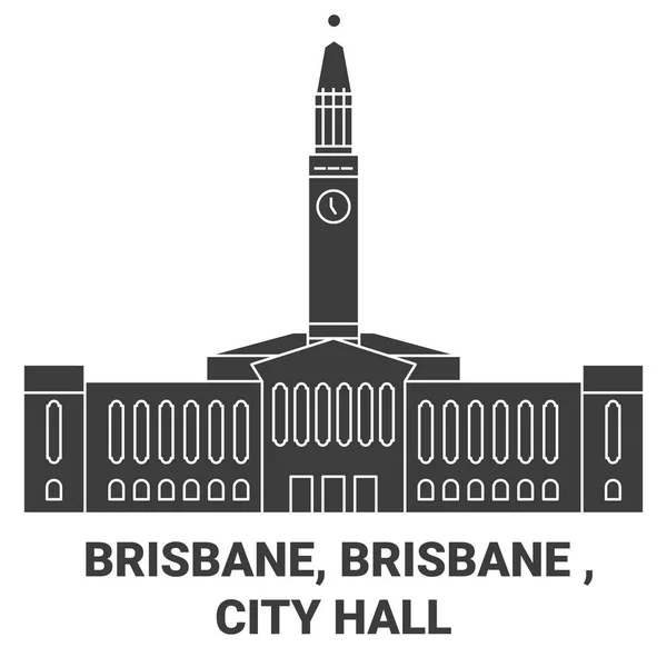 Austrália Brisbane Brisbane City Hall Viagem Marco Linha Vetor Ilustração —  Vetores de Stock