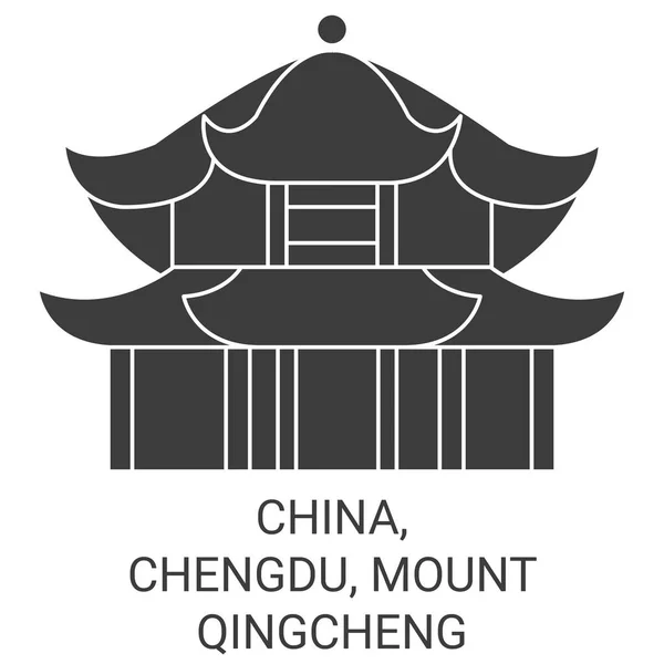 Kína Chengdu Mount Qingcheng Utazás Mérföldkő Vonal Vektor Illusztráció — Stock Vector
