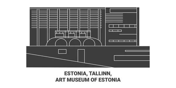 Estland Tallinn Kunstmuseum Estland Reise Meilenstein Linienvektorillustration — Stockvektor