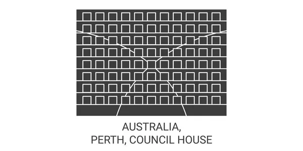 Australia Perth Council House Travels Landmark Line Vector Illustration — стоковий вектор