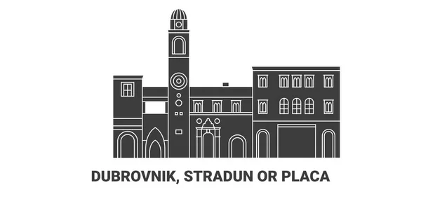 Croaita Dubrovnik Stradun Placa 旅行地标线矢量图解 — 图库矢量图片