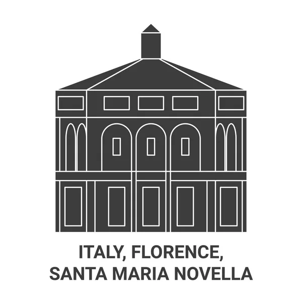 Italië Florence Santa Maria Novella Reizen Oriëntatiepunt Lijn Vector Illustratie — Stockvector