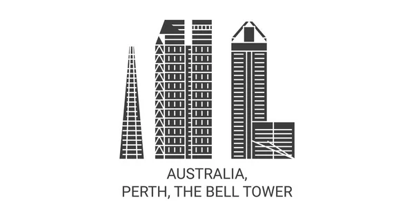 オーストラリア パース ベルタワー旅行ランドマークラインベクトルイラスト — ストックベクタ