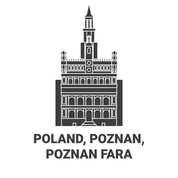 ポーランド ポズナン ポズナンファラ旅行ランドマークラインベクトルイラスト — ストックベクタ