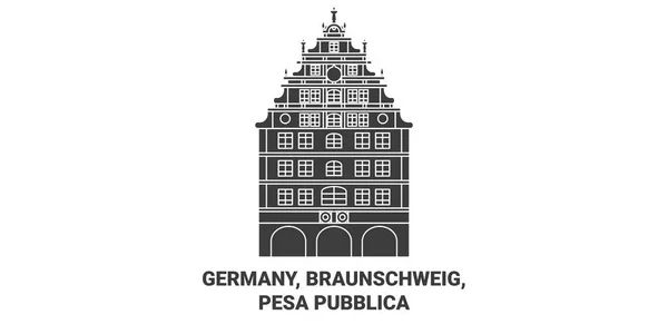 Almanya Braunschweig Pesa Pubblica Seyahat Çizgisi Çizgisi Çizimi — Stok Vektör