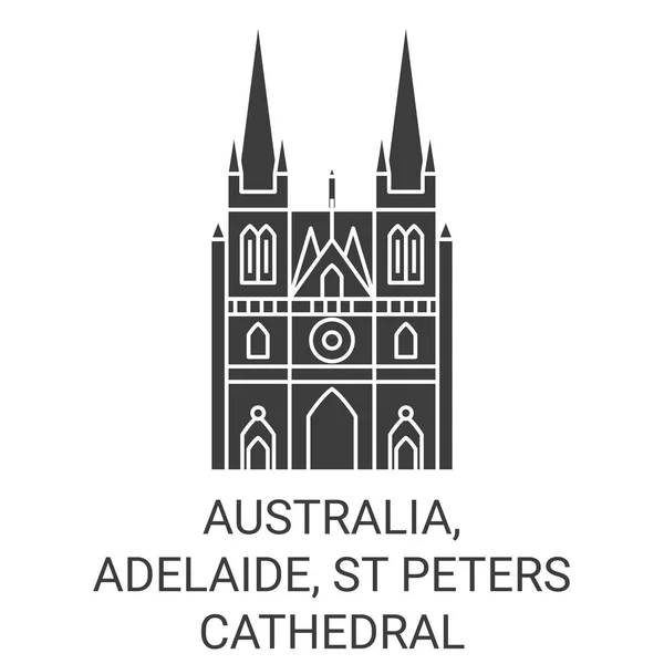オーストラリア アデレード セント ピーターズ大聖堂旅行のランドマークラインベクトルイラスト — ストックベクタ