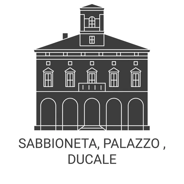 이탈리아 Sabbioneta Palazzo Ducale Travel Landmark Line Vector Illustration — 스톡 벡터