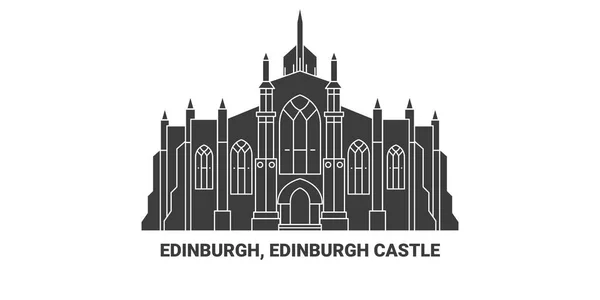 Великобритания Эдинбург Эдинбургский Замок Векторная Иллюстрация Векторной Линии Достопримечательностей — стоковый вектор