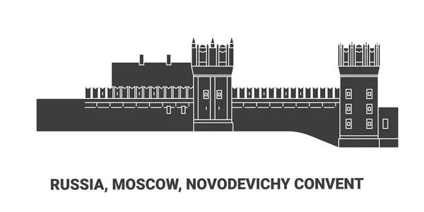 Rusya Moskova Novodevichy Manastır Seyahat Çizgisi Çizelgesi Çizimi — Stok Vektör