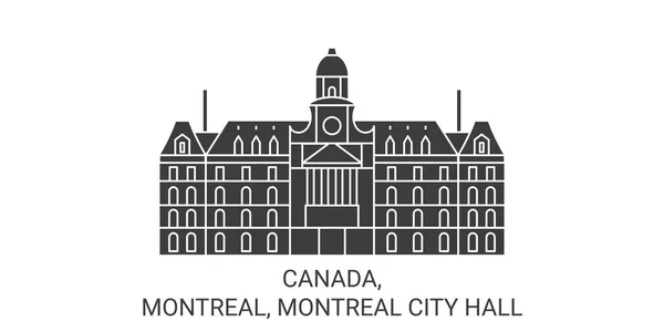 加拿大 蒙特利尔 蒙特利尔市政厅旅行地标线矢量图解 — 图库矢量图片