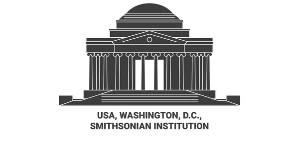 Washington Instituto Smithsonian Viaje Hito Línea Vector Ilustración — Archivo Imágenes Vectoriales