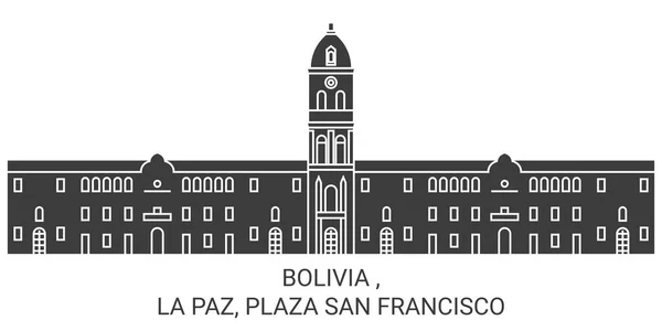 Болівія Пас Плаза Сан Франциско Ілюстрації Векторної Лінії — стоковий вектор