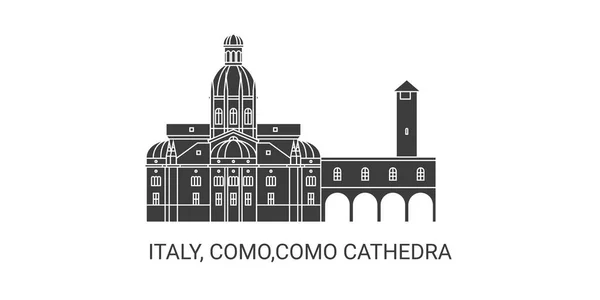 Italië Como Como Cathedra Illustratie Van Reisoriëntatielijn — Stockvector