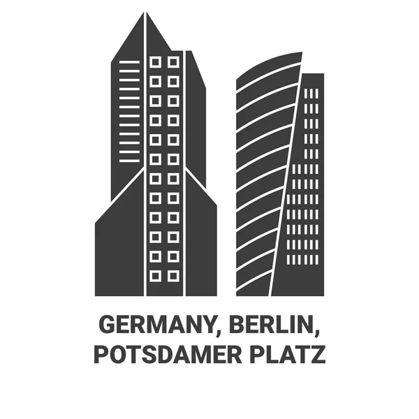 Almanya Berlin Potsdamer Platz Seyahat Çizgisi Vektör Ilüstrasyonu — Stok Vektör