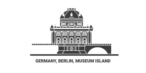 Allemagne Berlin Île Aux Musées Illustration Vectorielle Ligne Repère Voyage — Image vectorielle