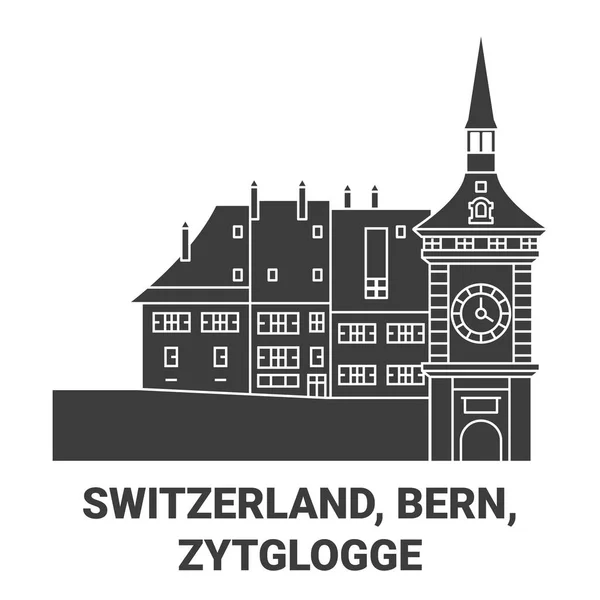 Zwitserland Bern Zytglogge Reis Oriëntatiepunt Lijn Vector Illustratie — Stockvector