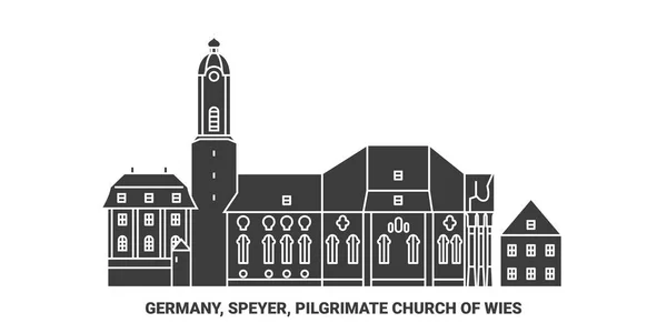 Alemanha Speyer Pilgrimate Church Wies Viagem Marco Linha Vetor Ilustração — Vetor de Stock