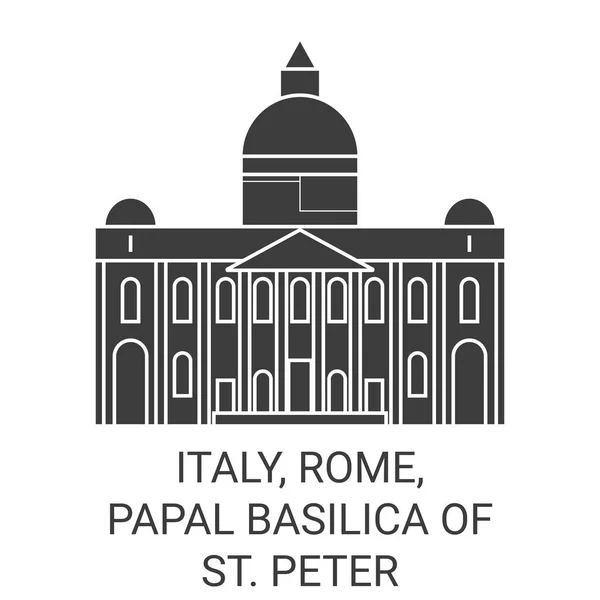 Talya Roma Peter Papalık Bazilikası Seyahat Çizgisi Çizimi — Stok Vektör