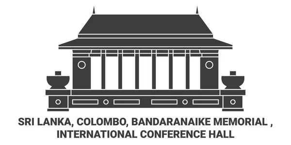 Sri Lanka Colombo Bandaranaike Anıtı Uluslararası Konferans Salonu Seyahat Hattı — Stok Vektör