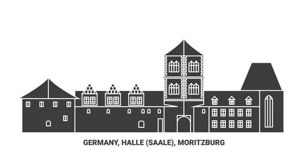 Alemania Halle Saale Moritzburg Viaje Hito Línea Vector Ilustración — Vector de stock