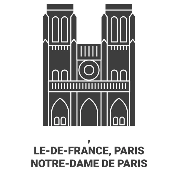 Francia Parisnotredame Paris Viaje Hito Línea Vector Ilustración — Archivo Imágenes Vectoriales