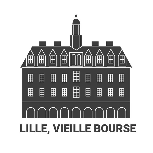 França Lille Vieille Bourse Ilustração Vetor Linha Referência Viagem —  Vetores de Stock