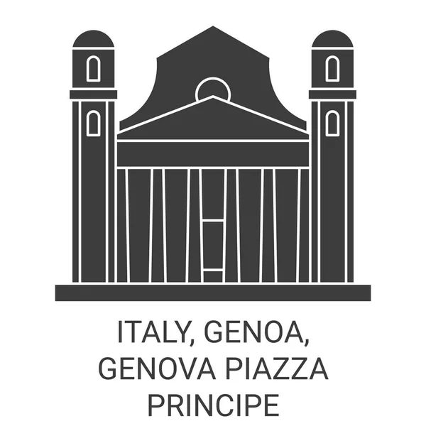 Italie Gênes Gênes Illustration Vectorielle Ligne Voyage Piazza Principe — Image vectorielle