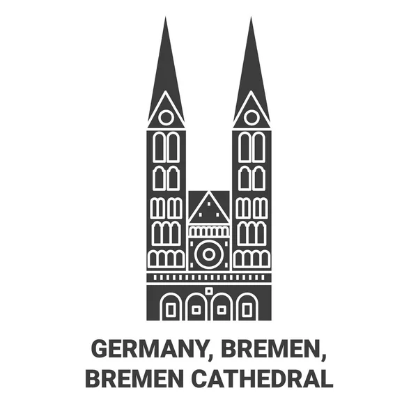 Almanya Bremen Bremen Katedrali Tarihi Eser Çizgisi Çizimi — Stok Vektör