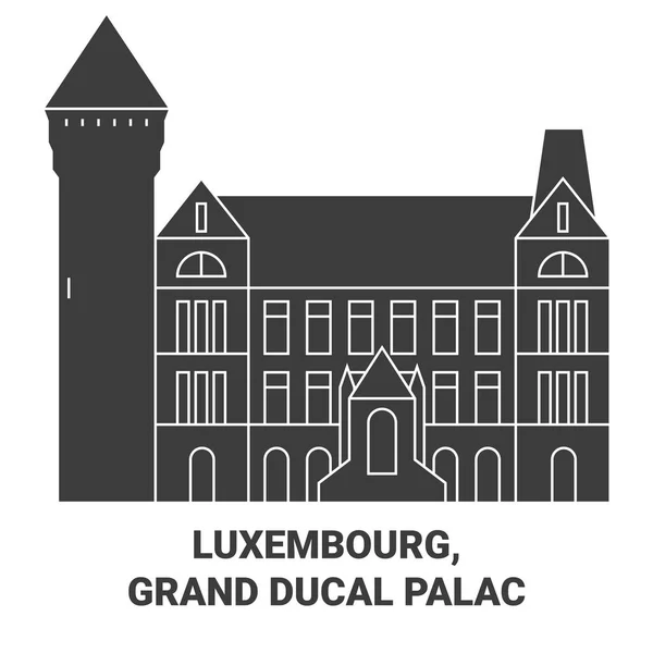 Lussemburgo Palac Granducale Viaggi Punto Riferimento Linea Vettoriale Illustrazione — Vettoriale Stock