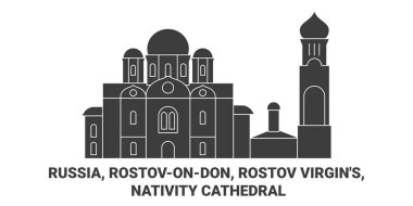 Rusya, Rostovondon, Rostov Bakireleri, İsa 'nın Doğumu Katedrali seyahat çizgisi çizgisi çizimi