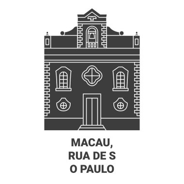 Çin, Macau, Rua De Paulo seyahat çizgisi vektör ilüstrasyonu