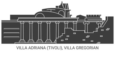 İtalya, Villa Adriana Tivoli, Villa Gregorian seyahat çizgisi çizelgesi çizimi