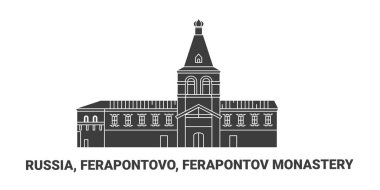 Rusya ve Ferapontova Manastırı. Tarihi eser çizgisi çizimi.