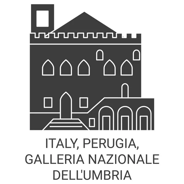 意大利 Perugia Galleria Nazionale Dellumbria旅行地标线矢量说明 — 图库矢量图片