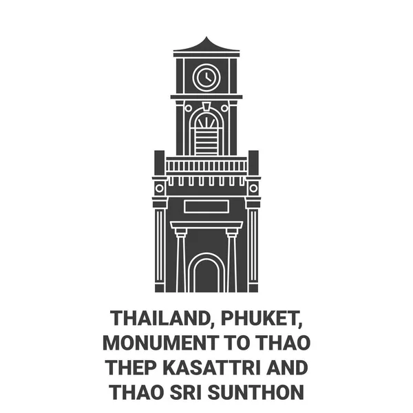 Thailand Phuket Monument Voor Thao Thep Kasattri Thao Sri Sunthon — Stockvector