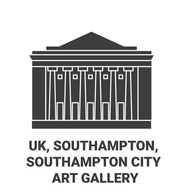 Angleterre Southampton Southampton City Art Gallery Illustration Vectorielle Ligne Voyage — Image vectorielle