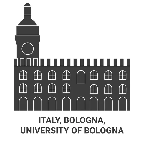 意大利 博洛尼亚 博洛尼亚大学 旅行地标线矢量说明 — 图库矢量图片