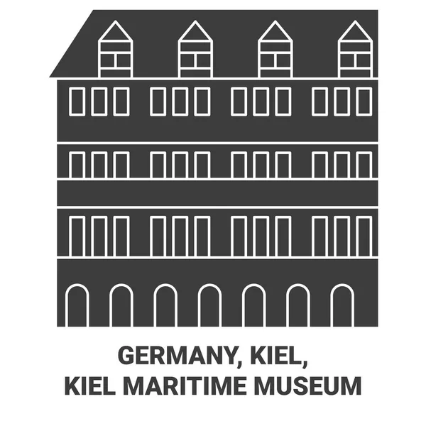 Германия Киль Кильский Морской Музей Векторная Иллюстрация Маршрута Путешествия — стоковый вектор