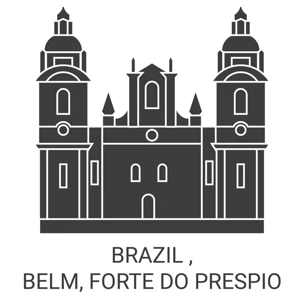Brasilien Belm Forte Prespio Resa Landmärke Linje Vektor Illustration — Stock vektor