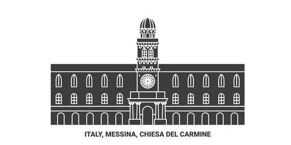 Italië Messina Chiesa Del Carmine Reizen Oriëntatiepunt Lijn Vector Illustratie — Stockvector