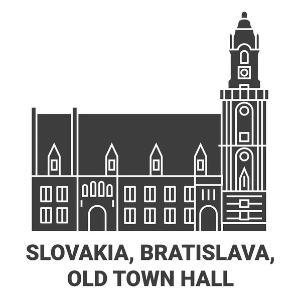 Slowakia Bratislava Old Town Hall Gambaran Vektor Garis Markah Tanah - Stok Vektor