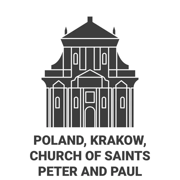 Polska Kraków Kościół Świętych Piotr Paweł Podróżują Punkt Orientacyjny Linia — Wektor stockowy