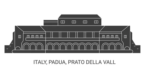 Itália Pádua Prato Della Valle Ilustração Vetor Linha Referência Viagem —  Vetores de Stock
