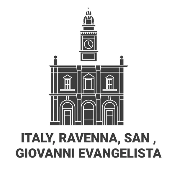 Italia Ravenna San Giovanni Evangelista Viaje Hito Línea Vector Ilustración — Archivo Imágenes Vectoriales