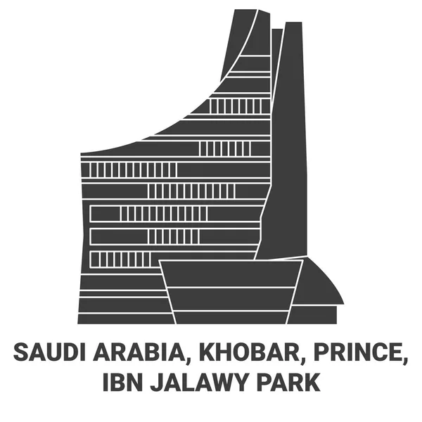 Saudi Arabien Chubar Prinz Ibn Jalawy Park Reise Meilenstein Linienvektorillustration — Stockvektor