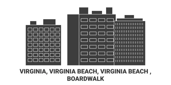 Verenigde Staten Virginia Virginia Beach Virginia Beach Boardwalk Reizen Oriëntatiepunt — Stockvector