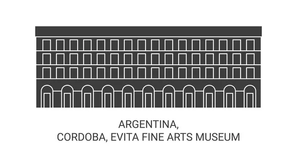 Argentina Córdoba Evita Museo Bellas Artes Recorrido Hito Línea Vector — Vector de stock